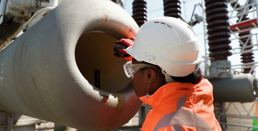 Jennifer monitoring equipment at a substation
