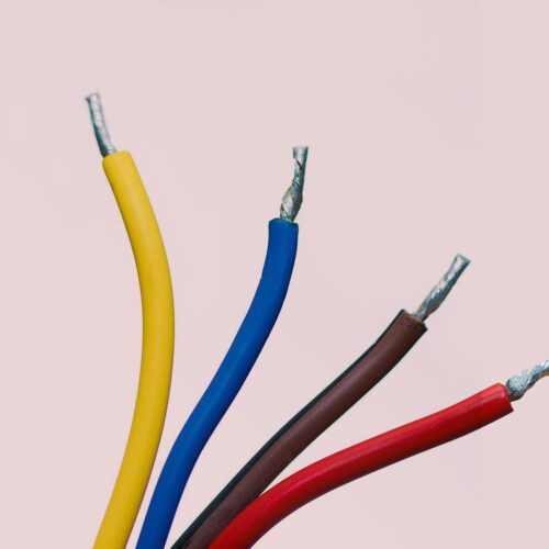 Four different coloured electrical wires