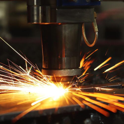 Manufacturing machinery creating sparks
